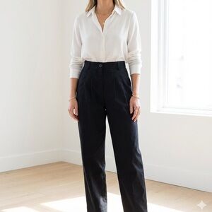 Massimo Dutti black high waist pleated wide leg pants - size 2 (XS)